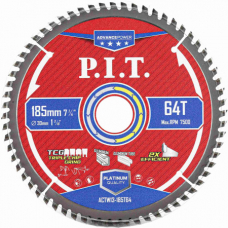 Диск пильный по алюминию P.I.T. ADVANCE 185x30x2.0 мм, 64T Carbide, зуб TCG 5° (ACTW13-185T64)